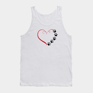 Dog paw prints with heart symbol Tank Top